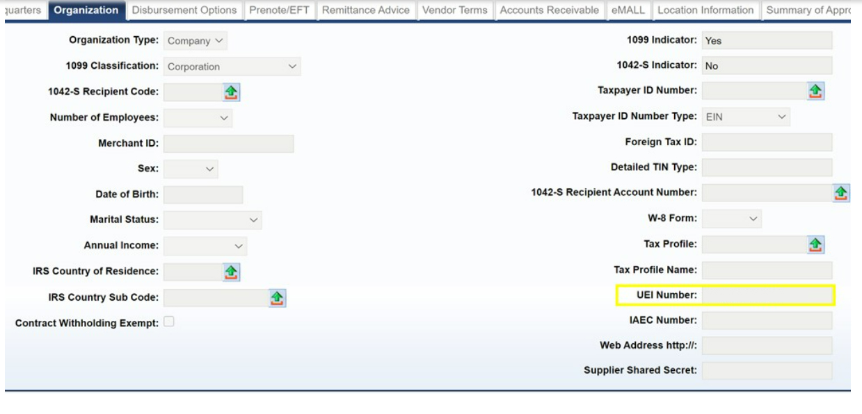 NOW AVAILABLE New “UEI Number” field in MMARS VCUST Table and VCC/VCM
