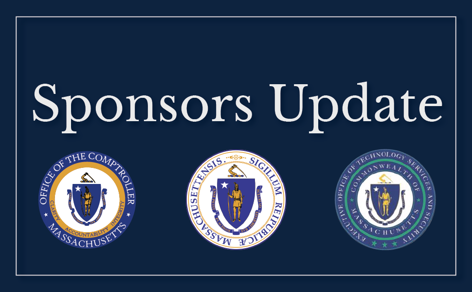 An Image of the 3 Sponsor Agencies' shields on a navy background with white text indicating a "Sponsors Update"