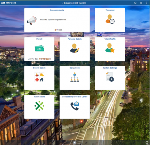 The Employee Self-Service home screen