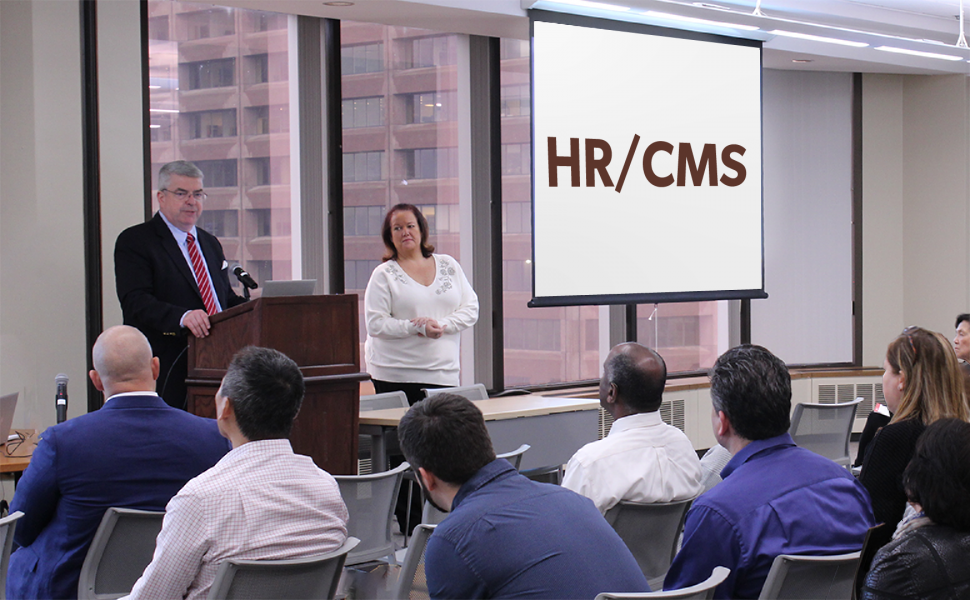 Comptroller McNamara speaking at an HR/CMS User Group