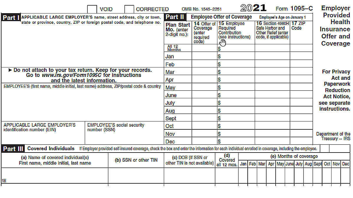 Form 1095C Instructions Office of the Comptroller