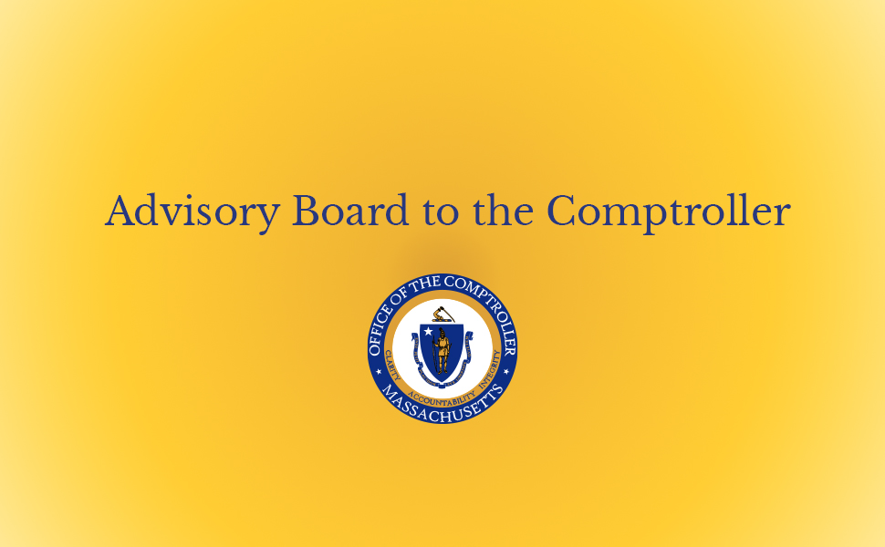 The text "Advisory Board to the Comptroller" and the Seal of the Office of the Comptroller