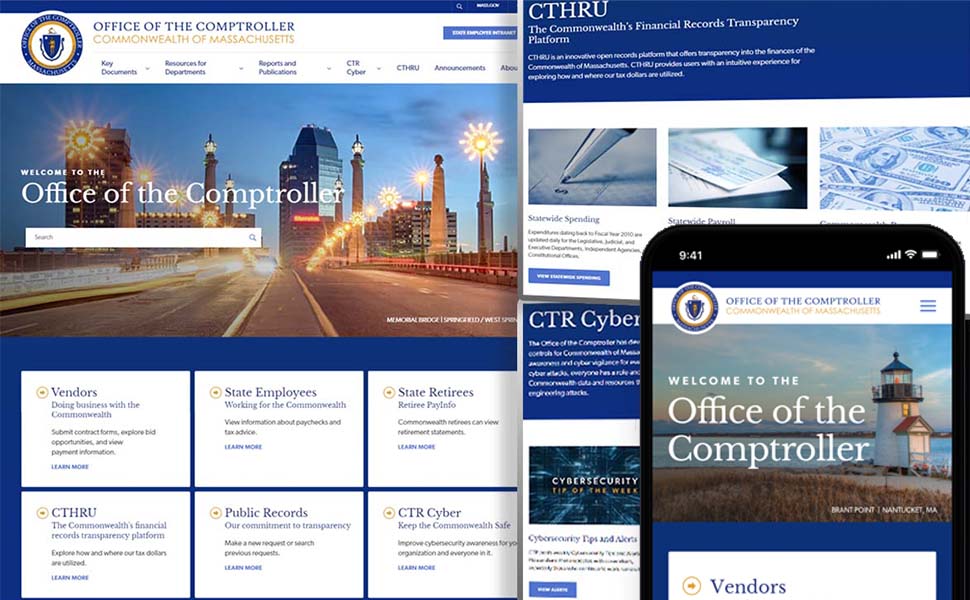 Screenshots of the updated MAComptroller.org