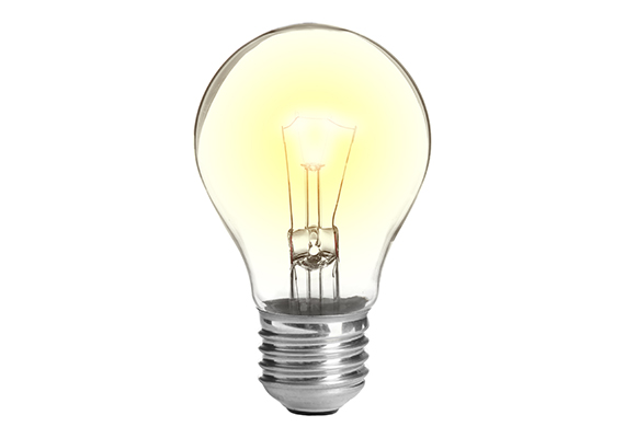 An illuminated lightbulb