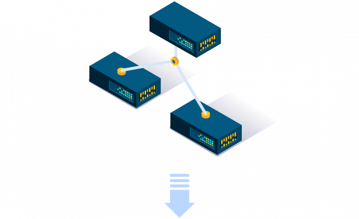 An icon of three interconnected boxes