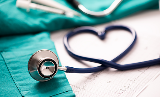 A stethoscope in the shape of a heart