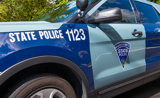 A Massachusetts State Police SUV