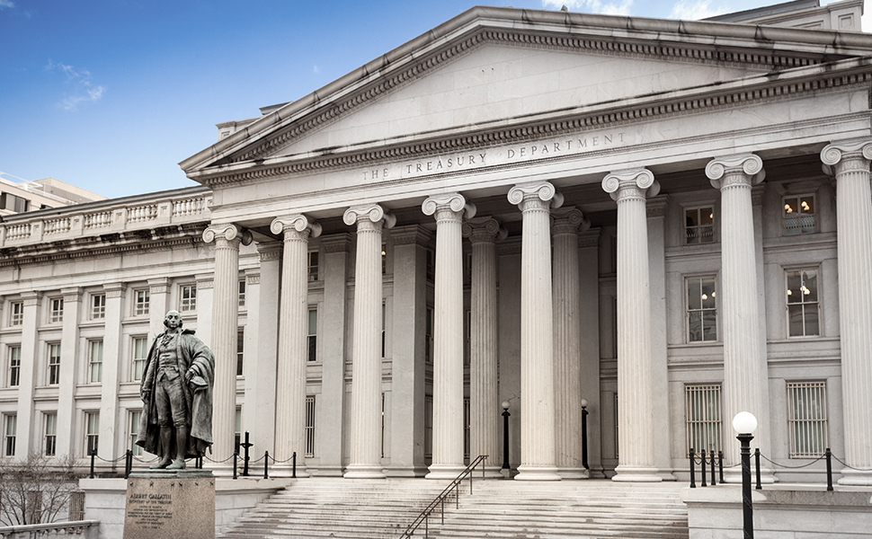 An image of the building housing the United States Treasury