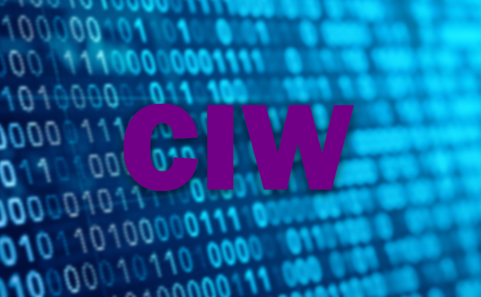 The acronym "CIW" over a background field of binary numbers
